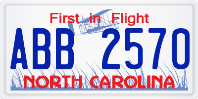 NC license plate ABB2570