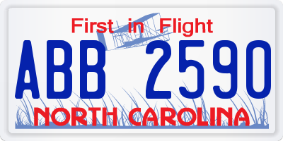 NC license plate ABB2590