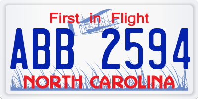 NC license plate ABB2594