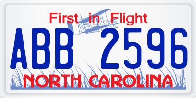 NC license plate ABB2596