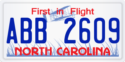 NC license plate ABB2609