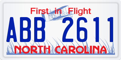 NC license plate ABB2611