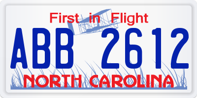 NC license plate ABB2612