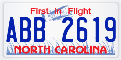 NC license plate ABB2619