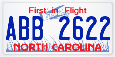 NC license plate ABB2622
