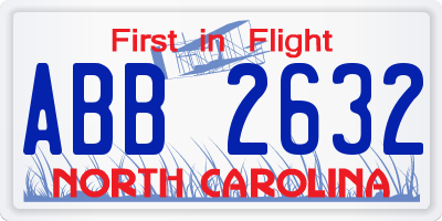 NC license plate ABB2632