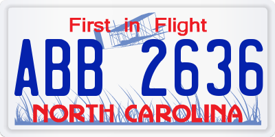 NC license plate ABB2636
