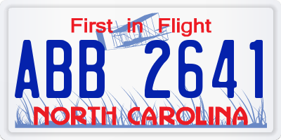 NC license plate ABB2641