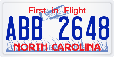 NC license plate ABB2648