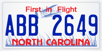 NC license plate ABB2649