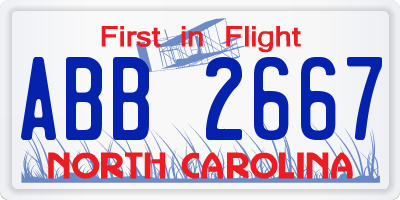 NC license plate ABB2667