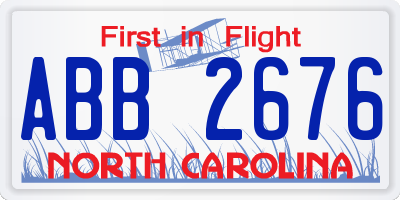 NC license plate ABB2676