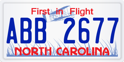 NC license plate ABB2677