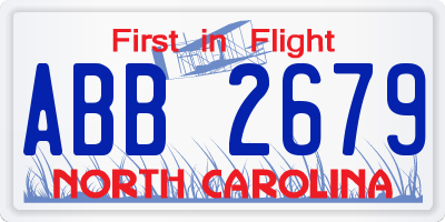 NC license plate ABB2679