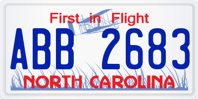 NC license plate ABB2683