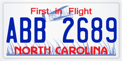 NC license plate ABB2689