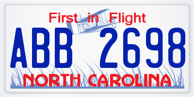 NC license plate ABB2698