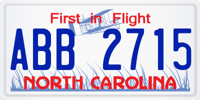 NC license plate ABB2715