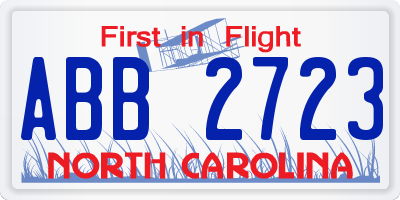 NC license plate ABB2723