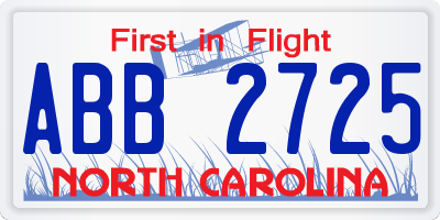 NC license plate ABB2725