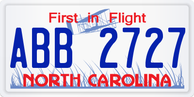NC license plate ABB2727