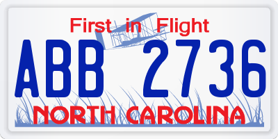 NC license plate ABB2736
