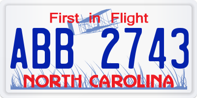NC license plate ABB2743