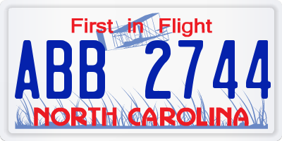 NC license plate ABB2744