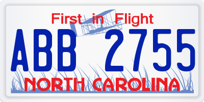 NC license plate ABB2755