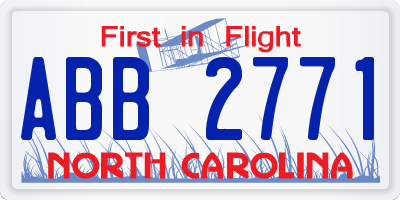 NC license plate ABB2771