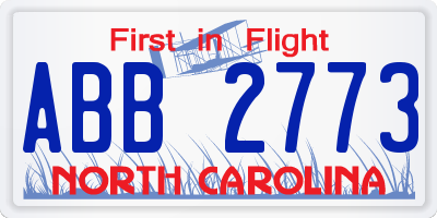 NC license plate ABB2773