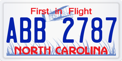 NC license plate ABB2787