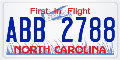 NC license plate ABB2788