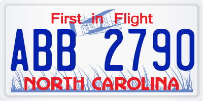 NC license plate ABB2790