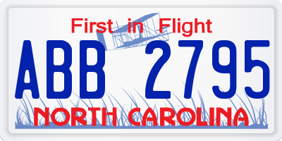 NC license plate ABB2795