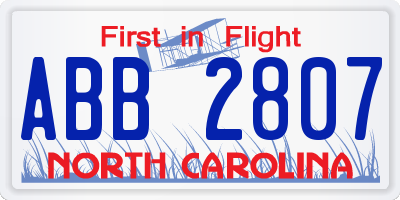 NC license plate ABB2807