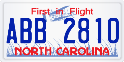 NC license plate ABB2810