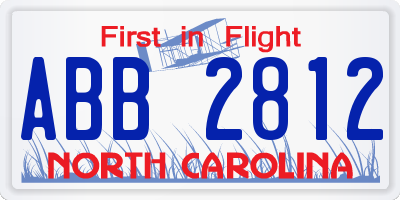 NC license plate ABB2812