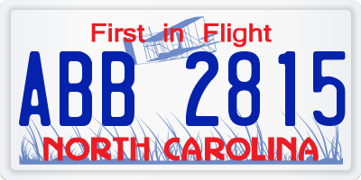 NC license plate ABB2815