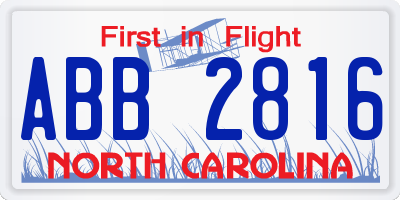 NC license plate ABB2816