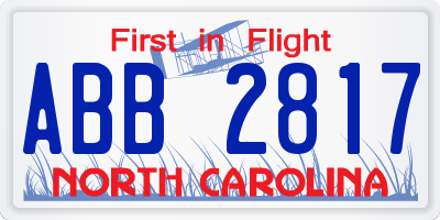 NC license plate ABB2817