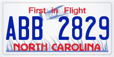 NC license plate ABB2829