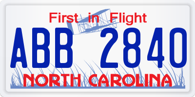 NC license plate ABB2840