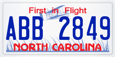 NC license plate ABB2849