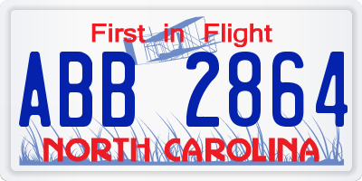 NC license plate ABB2864