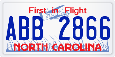 NC license plate ABB2866
