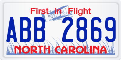 NC license plate ABB2869
