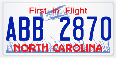 NC license plate ABB2870