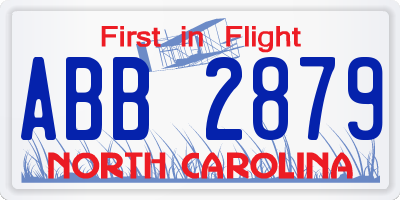 NC license plate ABB2879