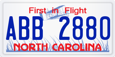 NC license plate ABB2880